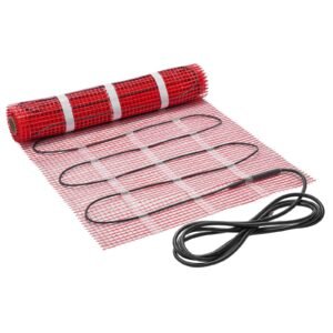 15 sqft self adhesive mesh floor heating mat system, 120v electric radiant heated floor system, with smart control thermostat & alarm, easy installation for tile, stone, vinyl