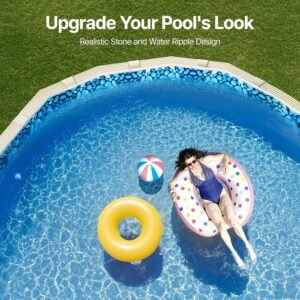 15 x 30 ft oval pool liner, overlap style above ground pool liners, 48 to 54inch wall height, durable pool liner, standard gauge vinyl, for steel sided above ground swimming pools