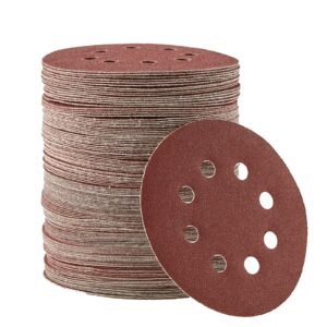 150 PCS 5 Inch Sanding Discs Set, 8-Hole Round Hook and Loop Sandpaper for Orbital Sander, 10 Grits include 60, 80, 100, 120, 150,180, 240, 320, 400, 600 Grit, for Metal, Wood, Car Sanding
