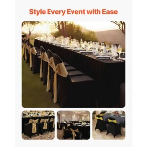 150 pcs black chair covers, polyester spandex chair cover, stretch slipcovers for wedding party dining banquet flat front chair covers, fits chair measures up to 17.72 x 18.11 x 30.31 inch