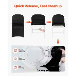 150 pcs black chair covers, polyester spandex chair cover, stretch slipcovers for wedding party dining banquet flat front chair covers, fits chair measures up to 17.72 x 18.11 x 30.31 inch