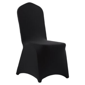 150 Pcs Black Chair Covers, Polyester Spandex Chair Cover, Stretch Slipcovers for Wedding Party Dining Banquet Flat-Front Chair Covers, Fits Chair Measures up to 20.08 x 17.72 x 37.4 inch
