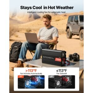 1500w power inverter, 12v dc to 120v ac pure sine wave inverter, car charger converter with remote control, usb & type c ports, 4 ac outlets, fast charging for rv, truck outdoor camping