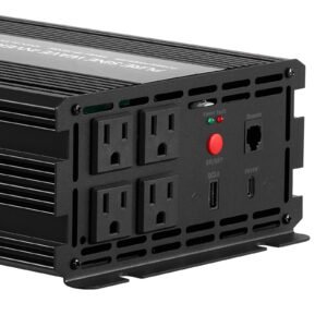 1500w power inverter, 12v dc to 120v ac pure sine wave inverter, car charger converter with remote control, usb & type c ports, 4 ac outlets, fast charging for rv, truck outdoor camping