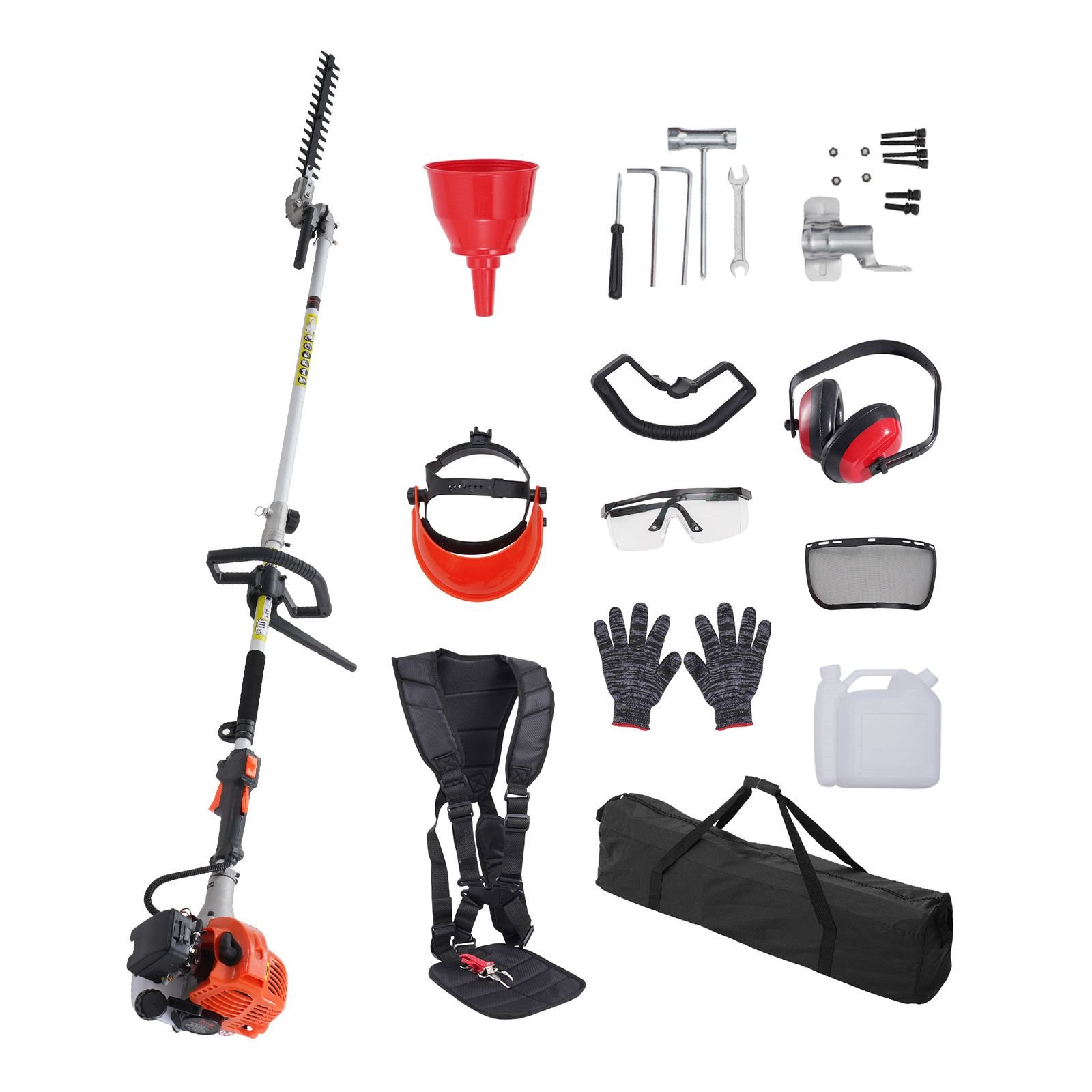 15.7 inch 26cc 2 cycle gas hedge trimmer, gas powered pole hedge trimmer with dual sided dual action blade, 270° adjustable trimmer head, suitable for trimming shrubs, bushes
