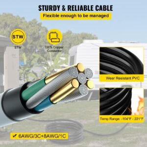 15ft generator power cord 50 amp 125/250 volt 14 50p to cs6364 locking connector