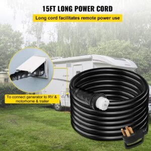 15ft generator power cord 50 amp 125/250 volt 14 50p to cs6364 locking connector
