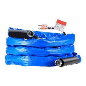 15ft heated water hose for rv, heated drinking water hose with corrugated cover antifreeze to 45 fahrenheit , automatic self regulating, 5/8" i.d. with 3/4" ght adapter, lead and bpa free
