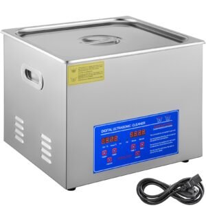 15L Ultrasonic Cleaner with Digital Timer&Heater Professional Ultrasonic Cleaner 40kHz Advanced Ultrasonic Cleaner 110V for Wrench Screwdriver Repairing Tools Industrial Parts Mental Cleaning