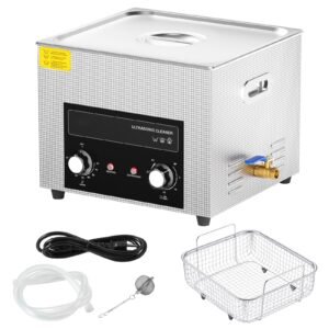 15L Ultrasonic Cleaner with Heater Timer & Basket, Professional Digital Sonic Cavitation Machine, 360W Cleaning Machine for Lab Tools, Metal Parts, Carburetor, Brass, Auto Parts, Engine Parts