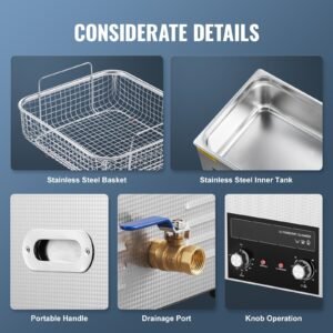 15l ultrasonic cleaner with heater timer & basket, professional digital sonic cavitation machine, 360w cleaning machine for lab tools, metal parts, carburetor, brass, auto parts, engine parts
