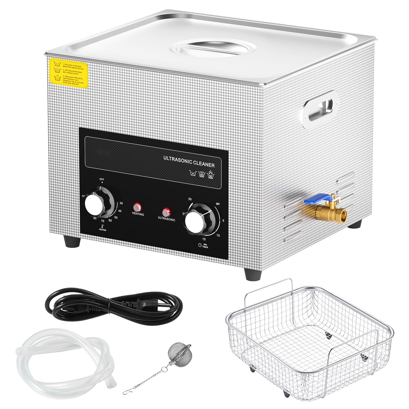 15l ultrasonic cleaner with heater timer & basket, professional digital sonic cavitation machine, 360w cleaning machine for lab tools, metal parts, carburetor, brass, auto parts, engine parts