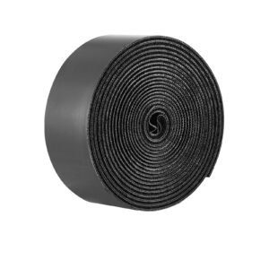 16 ft x 1.5 in hook and loop tape, hook loop heavy duty strips rolls, strong nylon self adhesive strips roll, sticky back fastener tape roll ideal for home office school and crafting, black