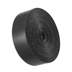 16 ft x 1.5 in hook and loop tape, hook loop heavy duty strips rolls, strong nylon self adhesive strips roll, sticky back fastener tape roll ideal for home office school and crafting, black