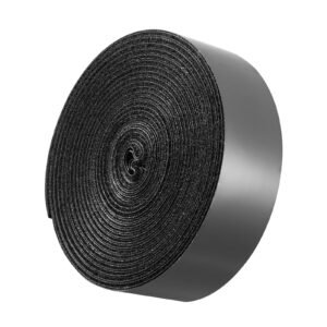 16 ft x 1.5 in hook and loop tape, hook loop heavy duty strips rolls, strong nylon self adhesive strips roll, sticky back fastener tape roll ideal for home office school and crafting, black