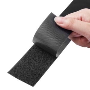 16 ft x 1.5 in hook and loop tape, hook loop heavy duty strips rolls, strong nylon self adhesive strips roll, sticky back fastener tape roll ideal for home office school and crafting, black