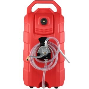 16 Gallon Fuel Caddy, 7.8 L/min, Portable Gas Storage Tank Container with Hand Pump Rubber Wheels, Fuel Transfer Storage Tank for Gasoline Diesel Machine Oil Car Mowers Tractor Boat Motorcycle