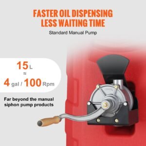 16 gallon fuel caddy, 7.8 l/min, portable gas storage tank container with hand pump rubber wheels, fuel transfer storage tank for gasoline diesel machine oil car mowers tractor boat motorcycle