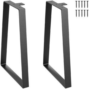 16 inch trapezoid steel table legs, replacement furniture legs set of 2 for diy coffee tables, modern desks, bench, night stands, sofa, max load 400 lbs heavy duty, quick instalation legs black