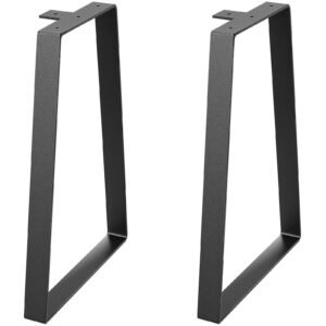 16 inch trapezoid steel table legs, replacement furniture legs set of 2 for diy coffee tables, modern desks, bench, night stands, sofa, max load 400 lbs heavy duty, quick instalation legs black