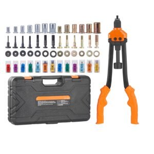 16" Rivet Nut Tool, Labor-Saving Rivnut Tool Kit with 13PCS Metric & SAE Mandrels, 186PCS Rivet Nuts,M3, M4, M5, M6, M8, M10, M12, 1/4-20, 5/16-18, 3/8-16,1/2-13, 8-32, 10-24 With Carrying Case
