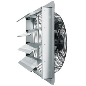 16'' shutter exhaust fan, high speed 2000 cfm, aluminum wall mount attic fan with ac motor, ventilation and cooling for greenhouses, garages, sheds, shops, fcc