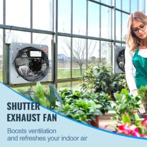 16'' shutter exhaust fan, high speed 2000 cfm, aluminum wall mount attic fan with ac motor, ventilation and cooling for greenhouses, garages, sheds, shops, fcc