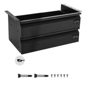 16" Wide Under Desk Drawer Slide Out, Under Desk Mounted Pull-out Drawer Attachment, Hidden Desktop 2 Layer Storage Organizer, Under Table Pencil Drawer for Home Sit Stand Workstation, 18x9x8 in
