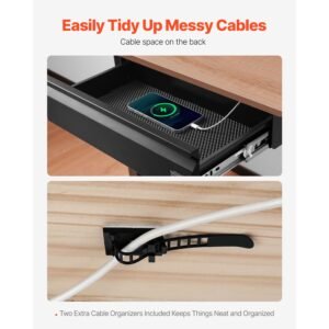 16" wide under desk drawer slide out, under desk mounted pull out drawer attachment, hidden desktop storage organizer, under table pencil drawer for office home sit stand workstation, 17x9x4 in