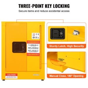 16.9" x 16.9" x 22" flammable cabinet galvanized steel, safety cabinet, adjustable shelf flammable storage cabinet, for commercial industrial and home use