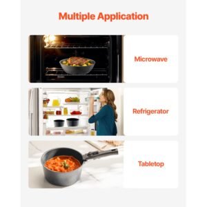 17 piece pots and pans set, granite nonstick detachable handle cookware, space saving induction cookwares, kitchen rv cooking sets with frying, sauce, saute, tempered glass lid, oven safe, black
