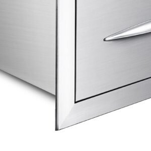 17w x 30h x 21d inch outdoor kitchen stainless steel double access drawers with paper towel holder combo for bbq island or grill station