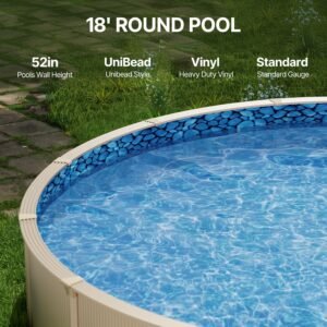 18 ft round above ground pool liner, unibead pool liners, standard gauge, 52inch wall height, designed for steel sided above ground swimming pools