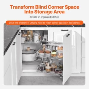 18"w opening blind corner pull out organizer, 2 tier 4 shelf kitchen cabinet organizer, magic chrome carbon steel storage basket, slide out storage organizer, left & right open compatible
