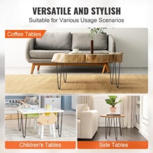 19" Hairpin Furniture Legs, Metal Home DIY Projects for Nightstand, Coffee Table, Desk, 500lbs Load Capacity with Rubber Floor Protectors, Metal Heavy Duty Sturdy Modern Table Legs, 4PCS Black