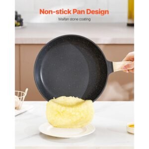 19 piece pots and pans set, granite nonstick cookware set, induction cookwares, kitchen rv cooking sets with frying, sauce, saute, tempered glass lids, and pan protectors, black