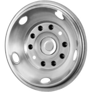 19.5 inch 10 lug wheel simulators, 304 stainless steel wheel simulator kit with mirror polished finish, 2 front and 2 rear wheel covers fit for for ford f450/f550 (2005 2020), 4 pcs