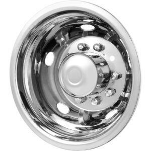 19.5 inch 10 lug wheel simulators, 304 stainless steel wheel simulator kit with mirror polished finish, 2 front and 2 rear wheel covers fit for for ford f450/f550 (2005 2020), 4 pcs