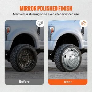 19.5 inch 10 lug wheel simulators, 304 stainless steel wheel simulator kit with mirror polished finish, 2 front and 2 rear wheel covers fit for for ford f450/f550 (2005 2020), 4 pcs