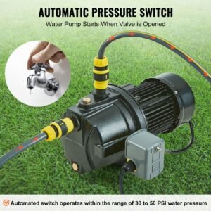 1hp premium cast iron shallow well jet water pump, 115 volt, 17.6 gpm 164 ft maximum head irrigation water pump, for agricultural garden irrigation system high rise water supply shower booster