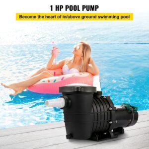 1hp swimming pool pump, dual voltage 110v/220v, circulates 5544gph for efficient water movement above pools, includes strainer basket & two 1 1/2'' npt connectors