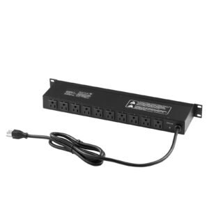 1u pdu, 10 outlets, rack mount power strip fits standard 19" server racks, with independent switch surge protection & overload protection, 110 125v/15a, ideal for home and office