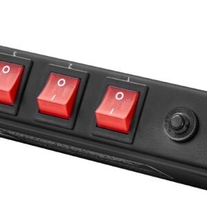 1u pdu, 10 outlets, rack mount power strip fits standard 19" server racks, with independent switch surge protection & overload protection, 110 125v/15a, ideal for home and office