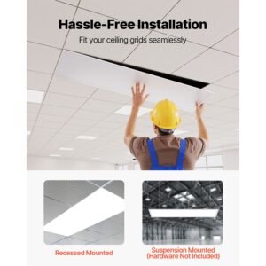 1x4 ft led flat panel light, 5700 lm, flush mount led drop ceiling lighting fixture with 3 color selectable 3000k/4000k/5000k, 25w/30w/40w, 0 10v dimmable, ultra slim for home kitchen, 2 pack