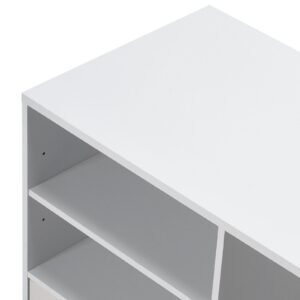 2 drawer wooden file cabinet, mobile filing cabinet with open shelves, lockable lateral rolling file storage with adjustable shelves, free standing printer stand for home office school, white