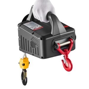 2 in 1 electric hoist winch, 1100 lbs capacity, 1500w portable power winch crane, 25 ft lifting height, 16.4 ft/min with manual and wired remote control for factory, warehouss, garage