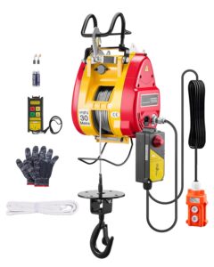 2-in-1 Electric Hoist Winch, 1100 lbs Capacity, 1800W Portable Power Winch, 98 ft Lifting Height, 36 ft/min with Wire and Wireless Remote Control, for Garage, Warehouse, Factory Lifting Towing