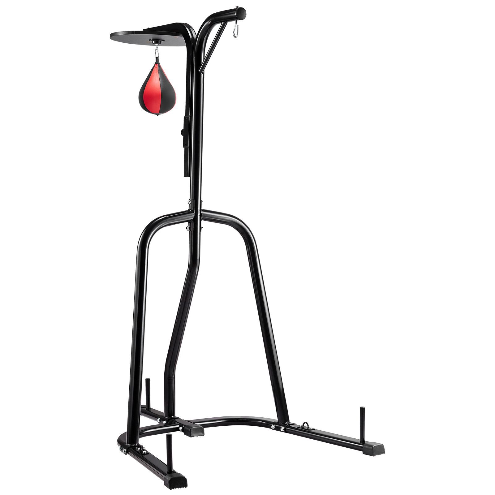 2 in 1 punching bag stand, steel heavy duty workout equipment, adjustable height boxing punching bag and speed bag stand, freestanding sandbag rack, holds up to 140 lbs, for home gym fitness