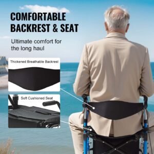 2 in 1 rollator walker & transport chair for seniors, folding rolling walker wheelchair combo & footrests, lightweight aluminum mobility walker with adjustable handle, all terrain wheels, 300lbs