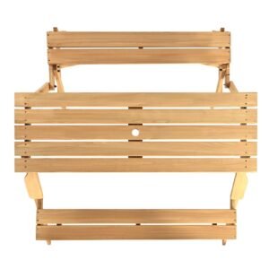 2 in 1 transforming interchangeable picnic table, outdoor wooden table and bench set, portable foldable bench with umbrella hole, patio dining furniture for garden, backyard, porch (brown)